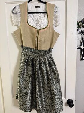 Classic Beige and Green Women’s Dirndl by